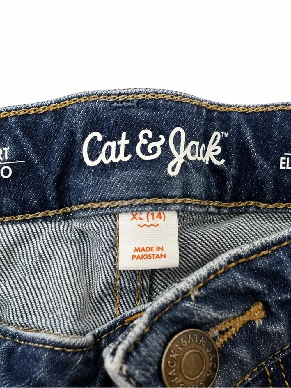 Cat & Jack Girls XL 14 Denim Jean Shorts Stretch Frayed Raw Hem Short Length